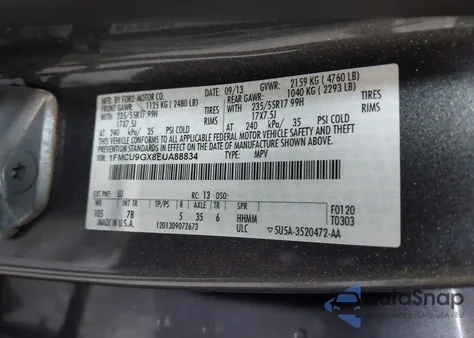 2014 Ford Escape Se z USA, uszkodzony, nr VIN 1FMCU9GX8EUA88834